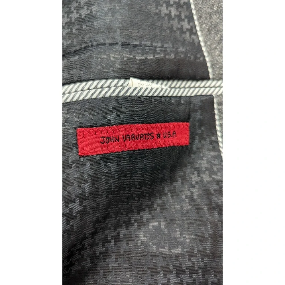 John Varvatos Blazer Mens 42R Gray Wool Blend Two Buttons Flap Pockets Old Money